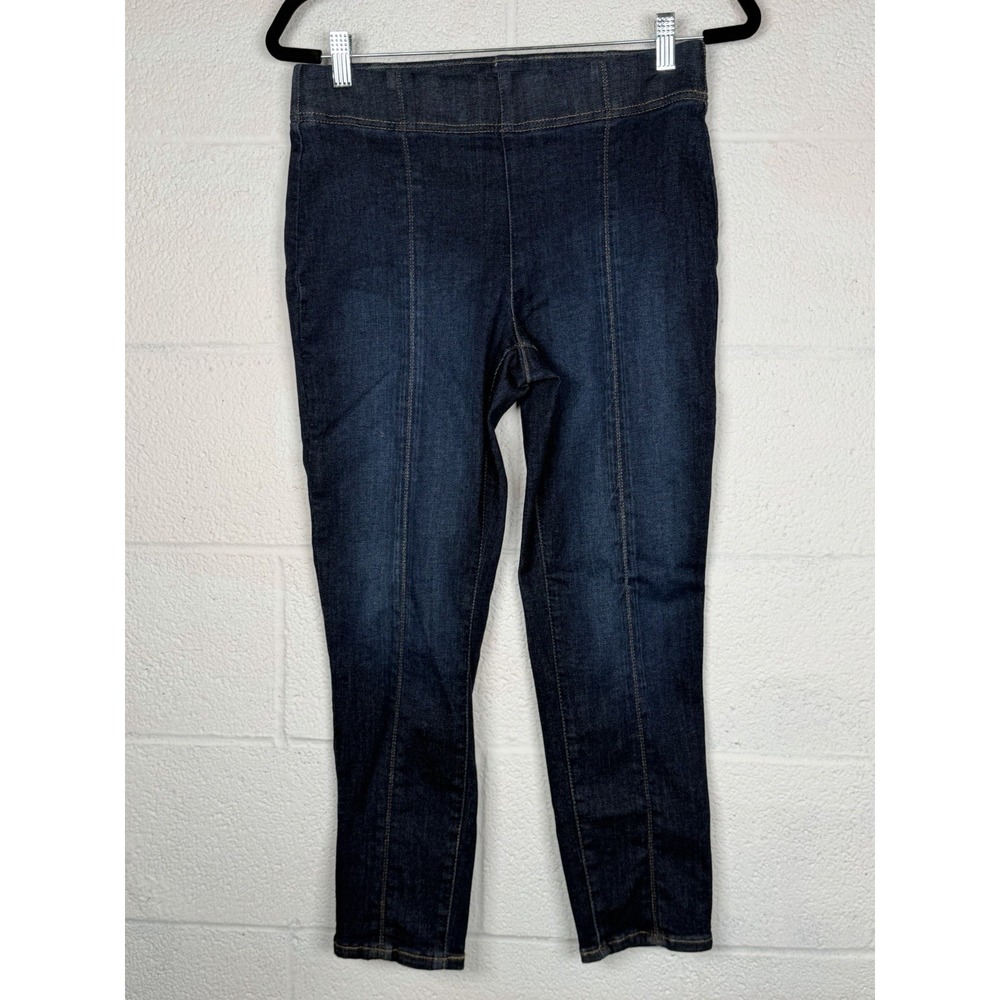 Talbots MP Medium Petite Slim Ankle Pull-On Travel Jeans Dark Wash Stretch